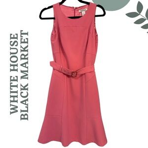 WHBM Pink Power Dress Belted Fit and Flare– Barbie Pink Size 0